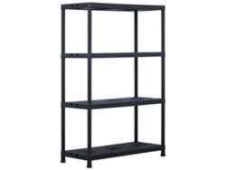 Estante de almacenamiento negro, 485 lb, 35,4 x 15,7 x 54,3 pulgadas, plástico