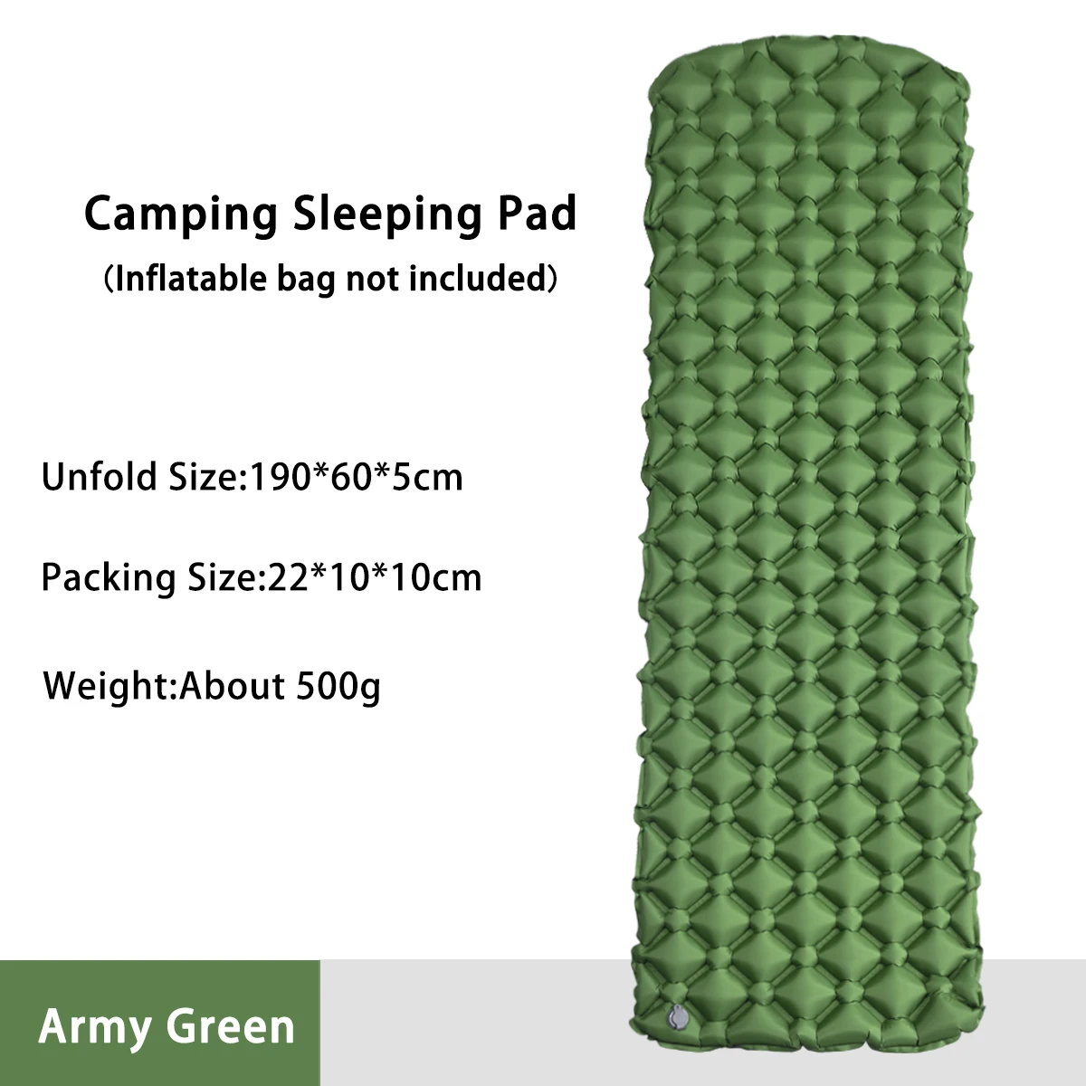 Colchón inflable (verde), plegable, manta de picnic, equipo de camping.
