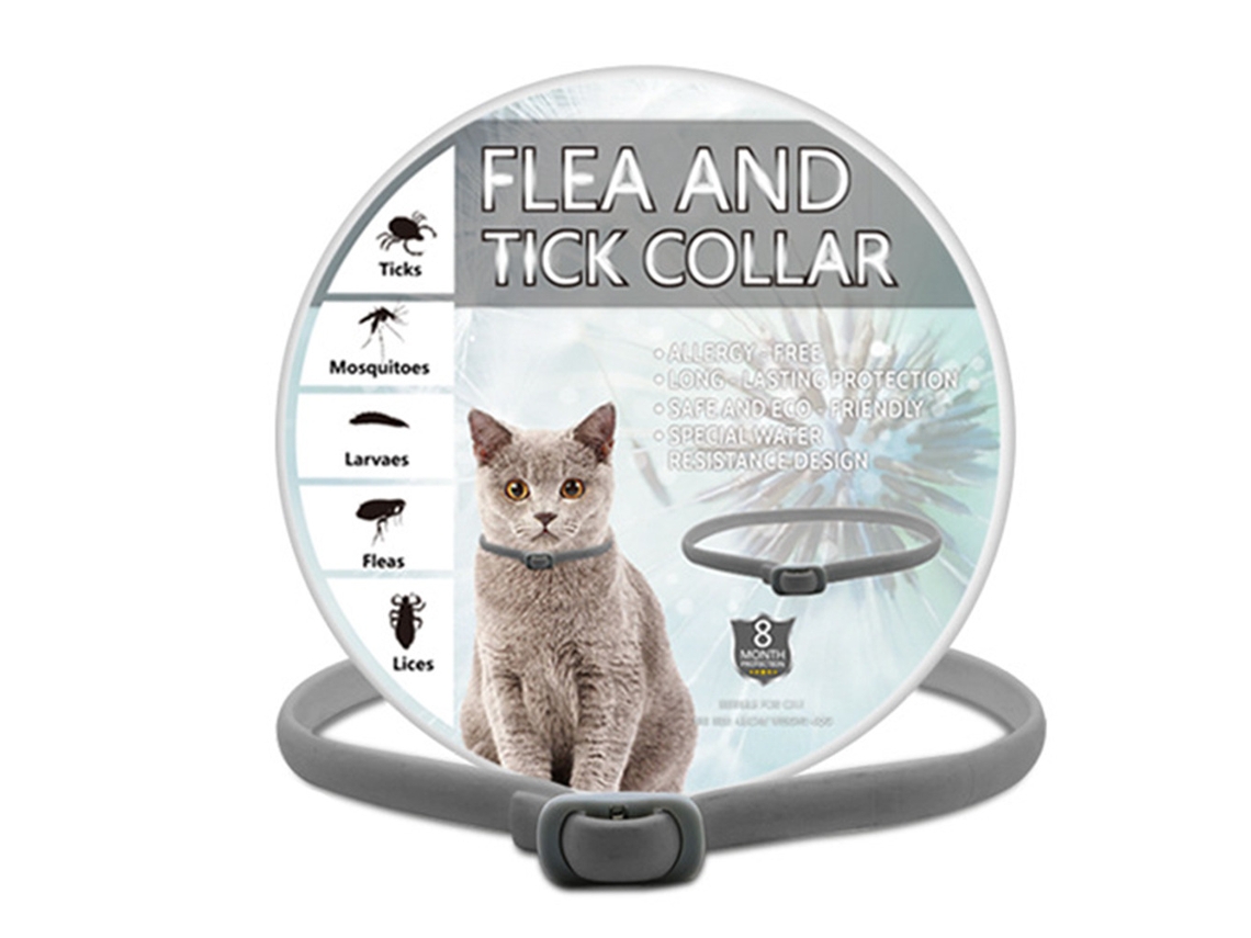 Collar repelente de insectos y mosquitos, especialmente diseñado para gatos, con un ajuste cómodo alrededor del cuello que no provoca estrangulamiento - Gris