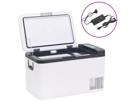 vidaXL Nevera con asa y adaptador PP y PE negro y blanco 18 L