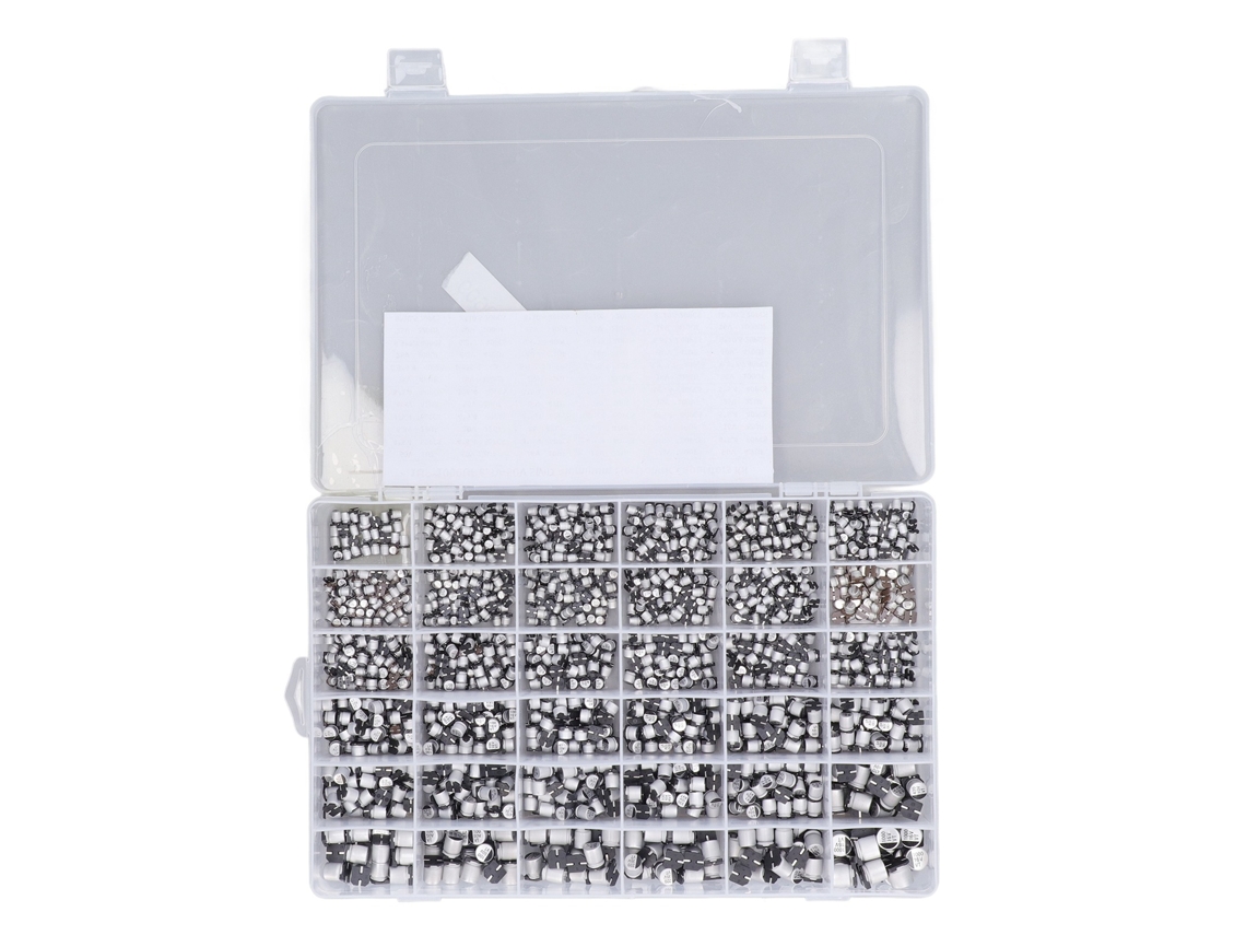 Kit De Condensadores Electrolíticos Smd De Aluminio, 36 Valores, De 1uf A 1000uf, 1520 Piezas.