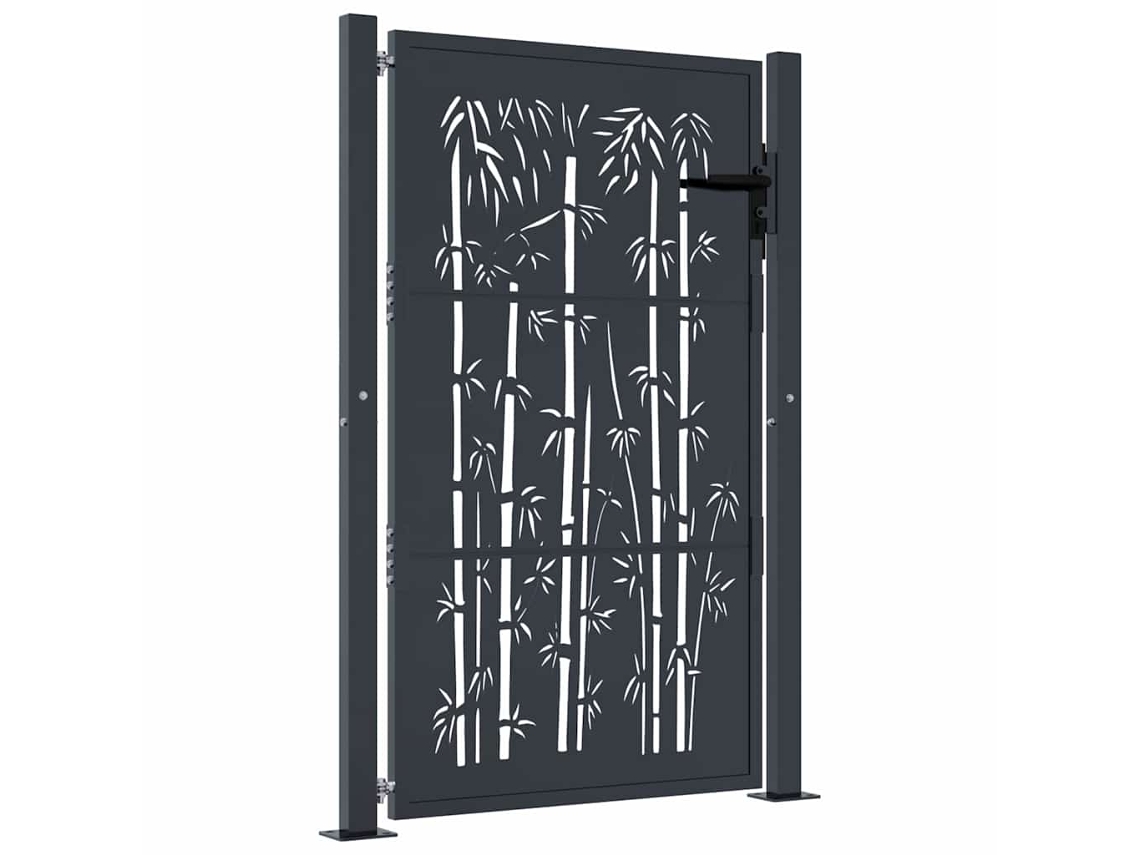 Maison Exclusive - Puerta De Jardín Antracita 100x150 Cm Acero Diseño Bambú