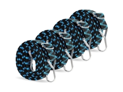 Corda Elástica Ajustável Com Gancho De Metal, Corda Para Bagagem, 4 Unidades, 2m, Máxima Carga 800kg, Preto/azul