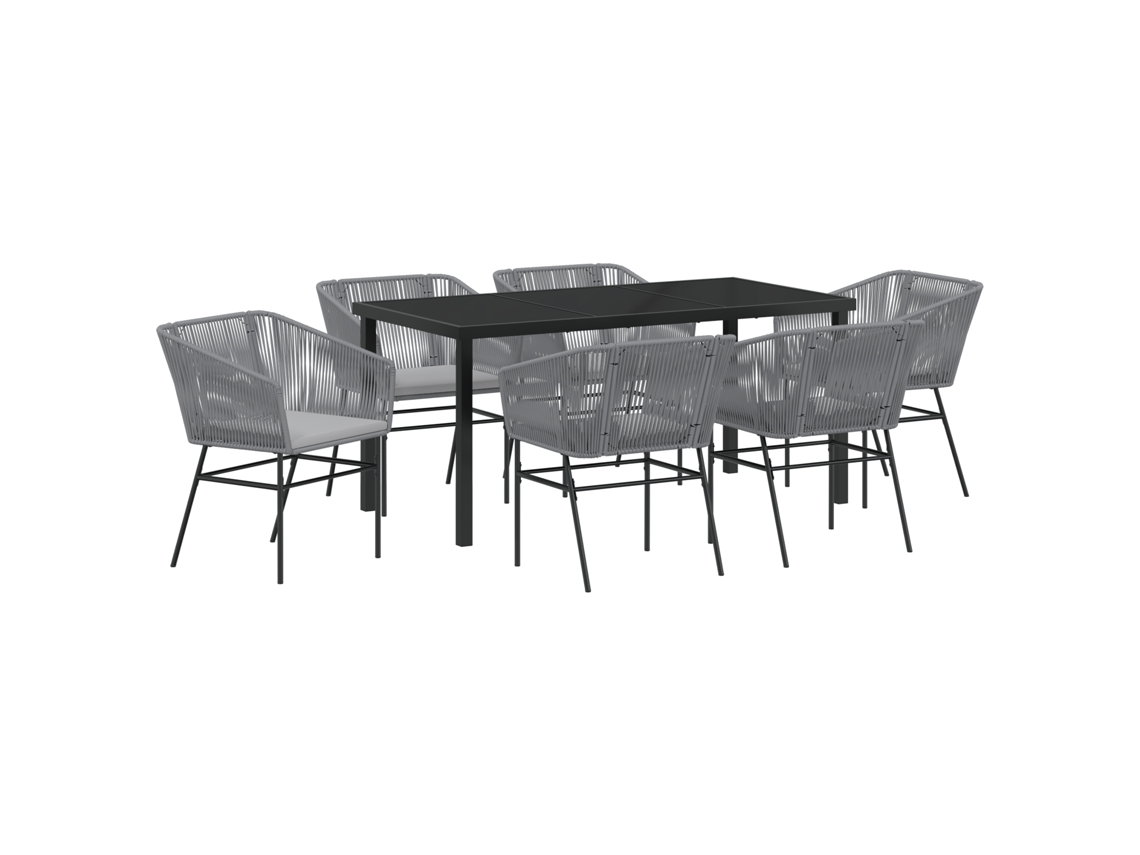 Conjunto de comedor de jardín VidaXL con 2 cojines, ratán sintético gris