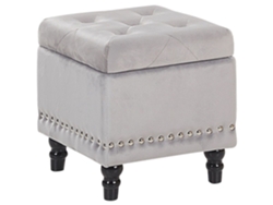 Otomana de diseño moderno BELIANI Loretto de Terciopelo Gris 37x37x40