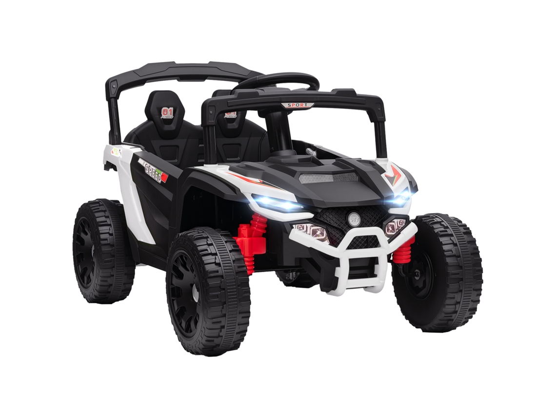 VPMKP - Coche eléctrico infantil Aiyaplay blanco 88x57,5x55,5 cm, 12V UTV, 2 motores, control 2,4G, suspensión trasera, faros y música