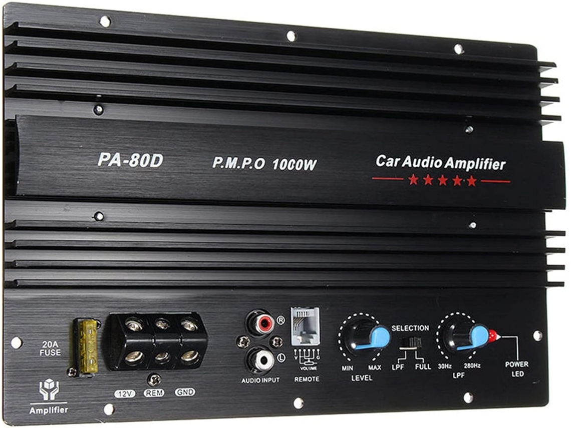 Amplificador De Audio Mono Para Coche De 2 X 12 V Y 1000 W, Potente Amplificador De Subwoofer Con Graves Profundos Pa80d