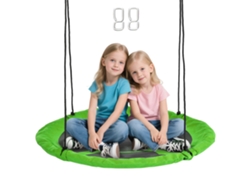 Cesta colgante redonda con forma de nido de pájaro, Ø110 cm, metal Oxford verde.