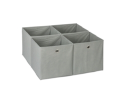 Conjunto De 4 Caixas De Arrumação Relaxdays, Caixas Dobráveis, Hxlxp: 30 X 30 X 30 Cm, Orifícios Para Agarrar, Cinza