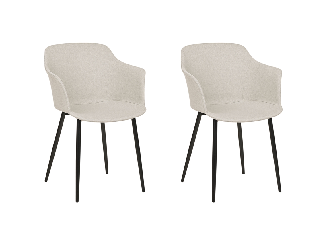 Conjunto de cadeiras de jantar de estilo retro BELIANI Elim de Poliéster Creme 43x45x82