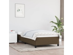 Cama Individual | Cama Para Adultos | Estructura De Cama Sin Colchón Tela Marrón Oscuro 100x200 Cm Wsd825142