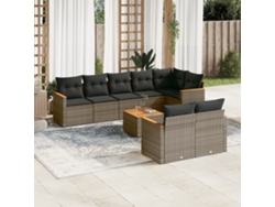 Conjunto de sofá de jardín de 9 piezas con cojines, mimbre gris, DKD Home Decor