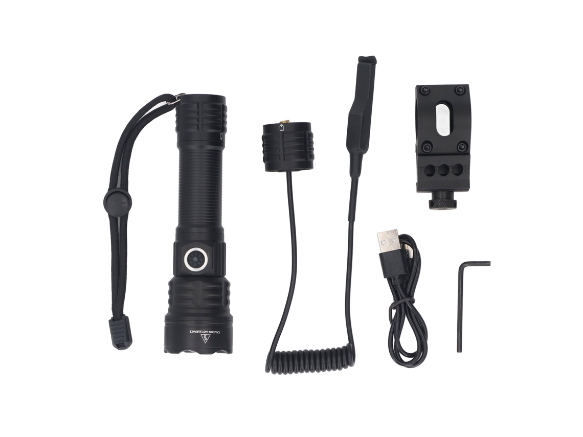 Linterna LED con zoom 2026, 1200 lm, ultrabrillante, 3 modos, resistente al agua IP65, ideal para acampar, senderismo y actividades al aire libre. Luz blanca.