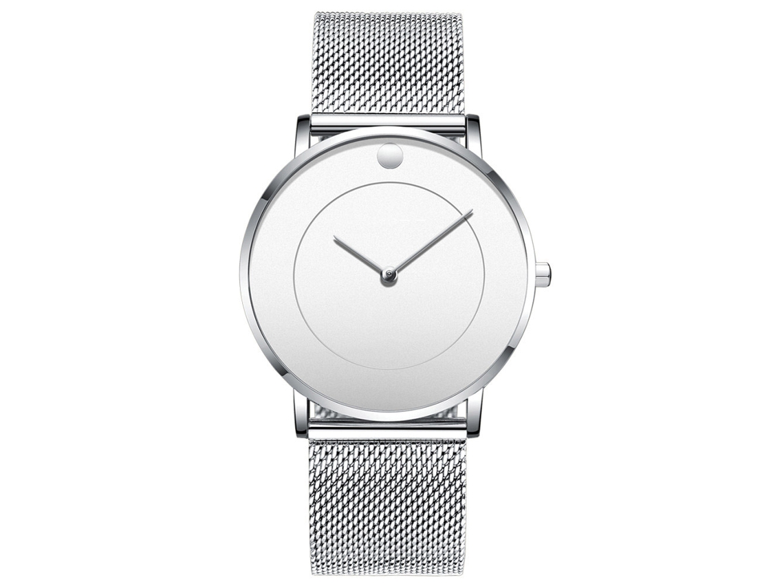 Reloj Analógico Clásico Para Hombre Con Correa De Plata, Movimiento De Cuarzo, Impermeable