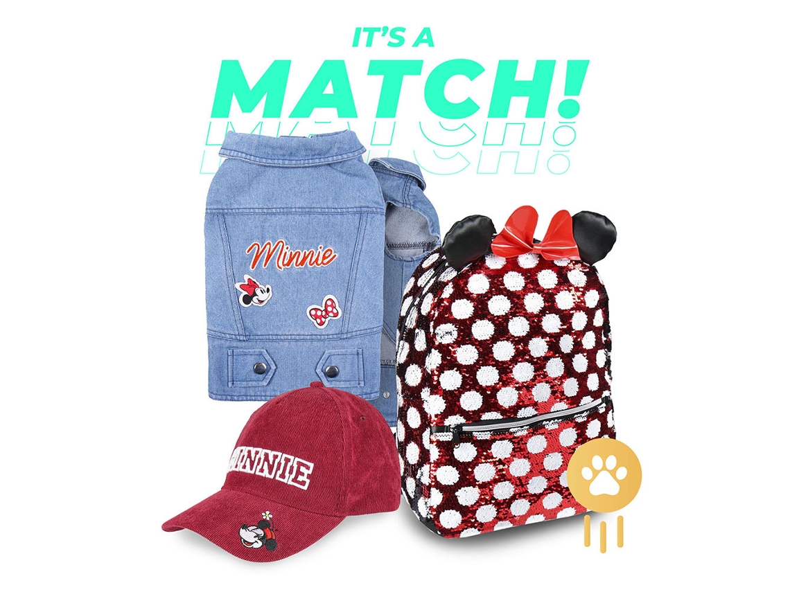 Kit de Fan DISNEY & WARNER BROS Minnie Mouse - Cap y Mochila para Tutores y Abrigo Vaquero para Perro (Talla: XXS)