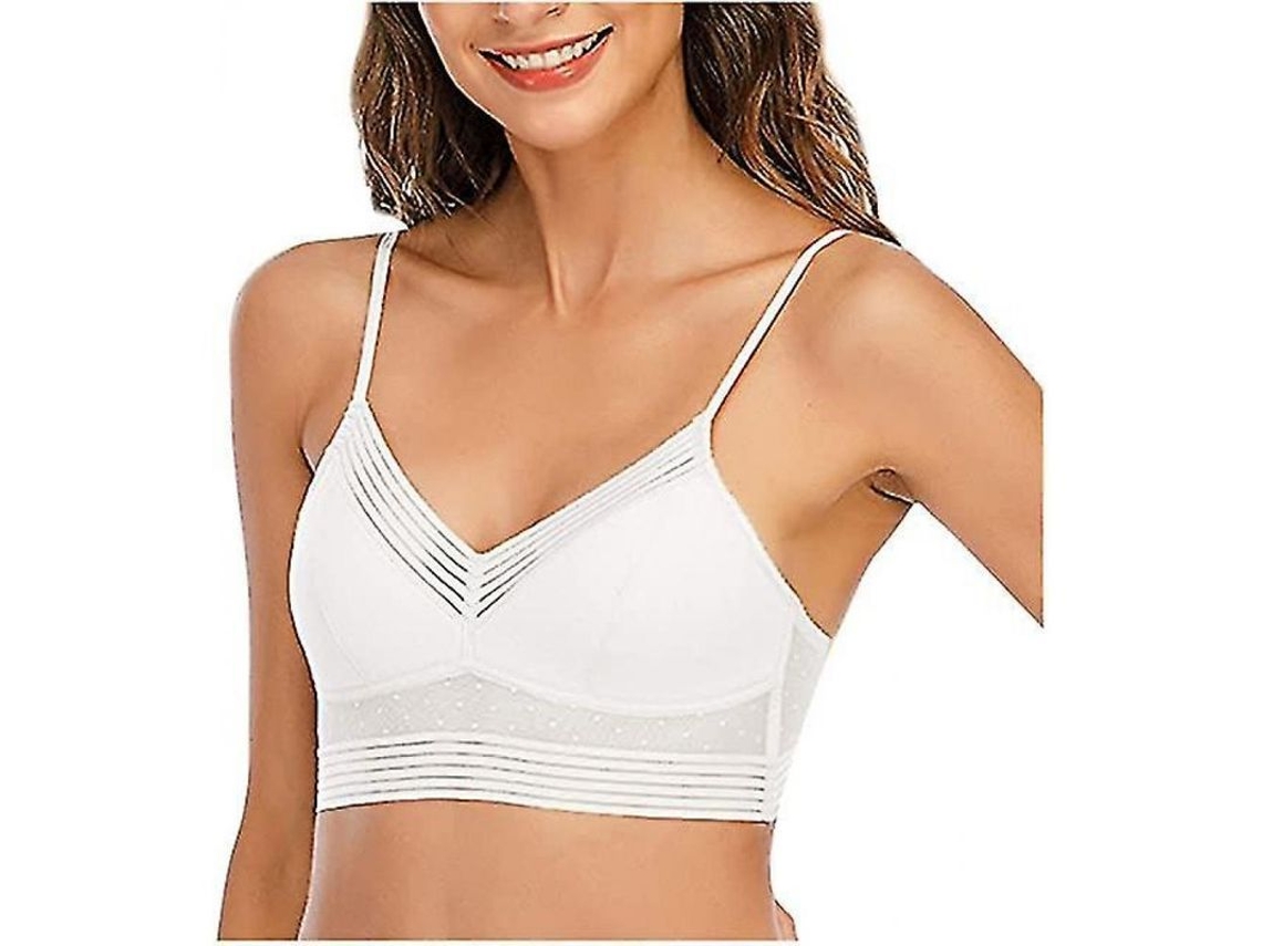 2026-sujetador Invisible De Espalda Baja Sin Aros, Push Up Con Encaje Ligero Y Ajustable Para Mujer L Blanco