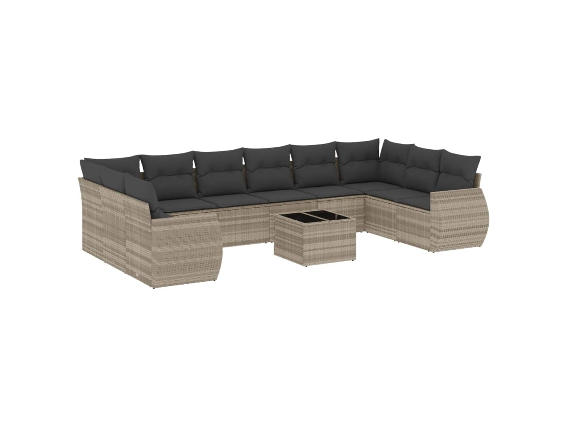 Maison Exclusive - Set De Sofás De Jardín 11 Pzas Y Cojines Ratán Sintético Gris