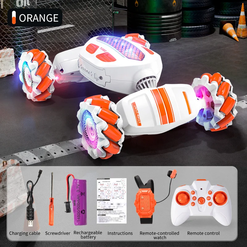 Carro de Controle Remoto 2.4g para Acrobacias, com Sensor de Gestos, Torção, para Corridas Off road e Drift. MDUG (laranja)