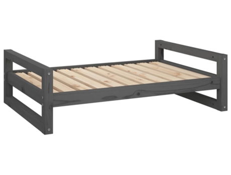 vidaXL Cama para perros madera maciza de pino gris 95,5x65,5x28 cm