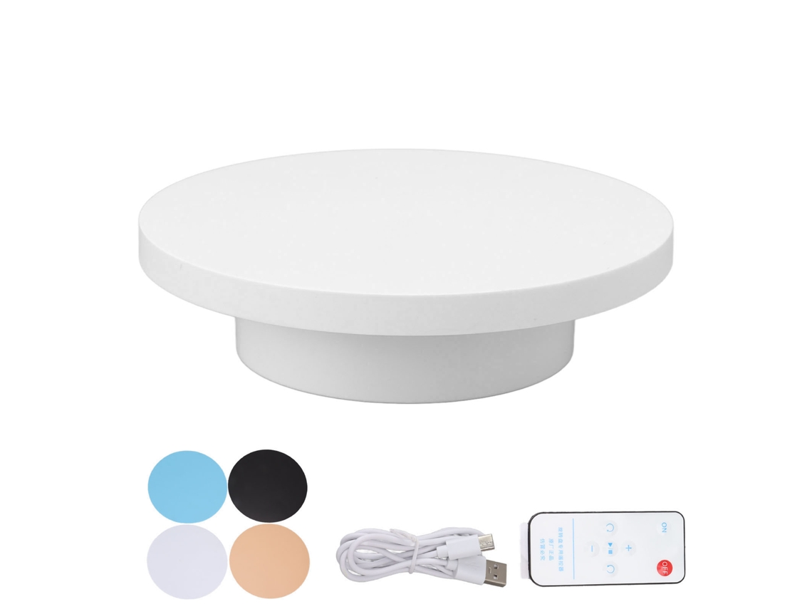 Plataforma giratoria eléctrica de 360º para fotografía de producto con control remoto recargable de 3 kg blanca