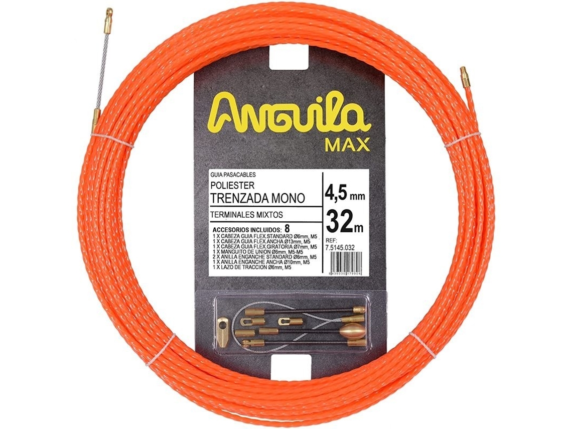 Guia Pasacable Poliéster Trenza Monofilamento Estiare 75145032 32M Ø 4 5Mm Naranja ANGUILA