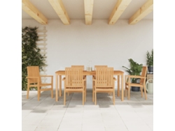 Juego de comedor de jardín de 7 piezas en madera maciza de teca DKD Home Decor