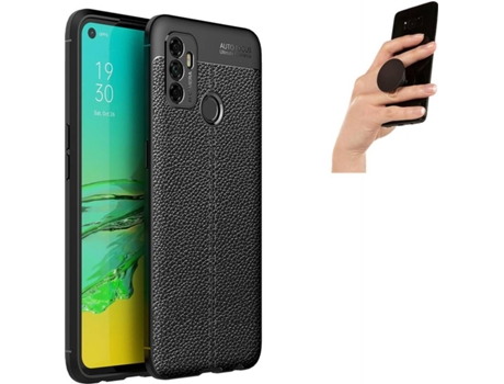 Carcasa y Popsocket Oppo A53 Rugged Leather Negro