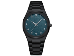 Reloj De Pulsera De Cuarzo Para Hombre, De Policarbonato, Con Caja Negra Y Esfera Azul.