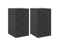 Mesita de Noche Madera Acero Negro (34.5x39x62cm)