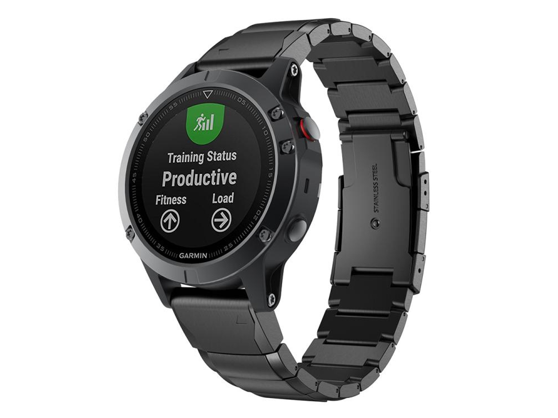 Bracelete Para Garmin Quickfit (22mm) - Aço Inoxidável - Fivela Turtle Back Preto