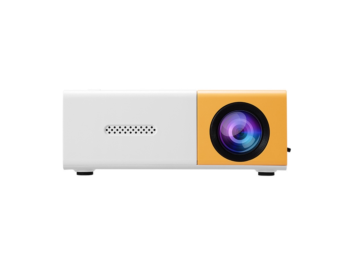 Miniproyector LED SFUSHOS 1080p HD, portátil, con pantalla compartida con teléfono móvil, amarillo y blanco
