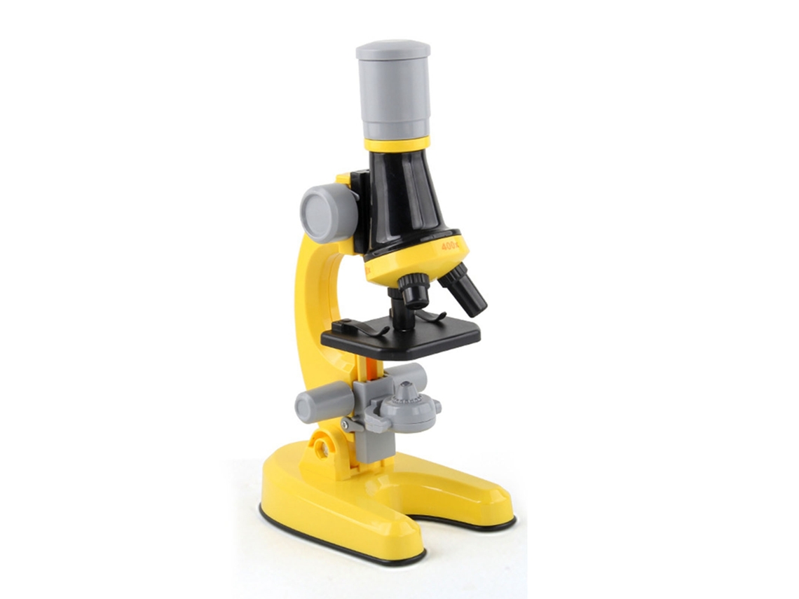 Dan26-set De Microscopio Para Niños 100x 400x 1200x Con Luz Led Ajustable Juguete Educativo Científico Amarillo