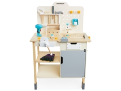Taller infantil de madera, Banco de trabajo con 74 elementos de bricolaje, mesa de trabajo, taladro, tornillos, guantes, apto para manos pequeñas MAMABRUM