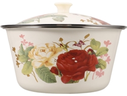 Bol De Esmalte Vintage Con Tapa, Diseño Retro Sencillo, Recipiente Para Alimentos