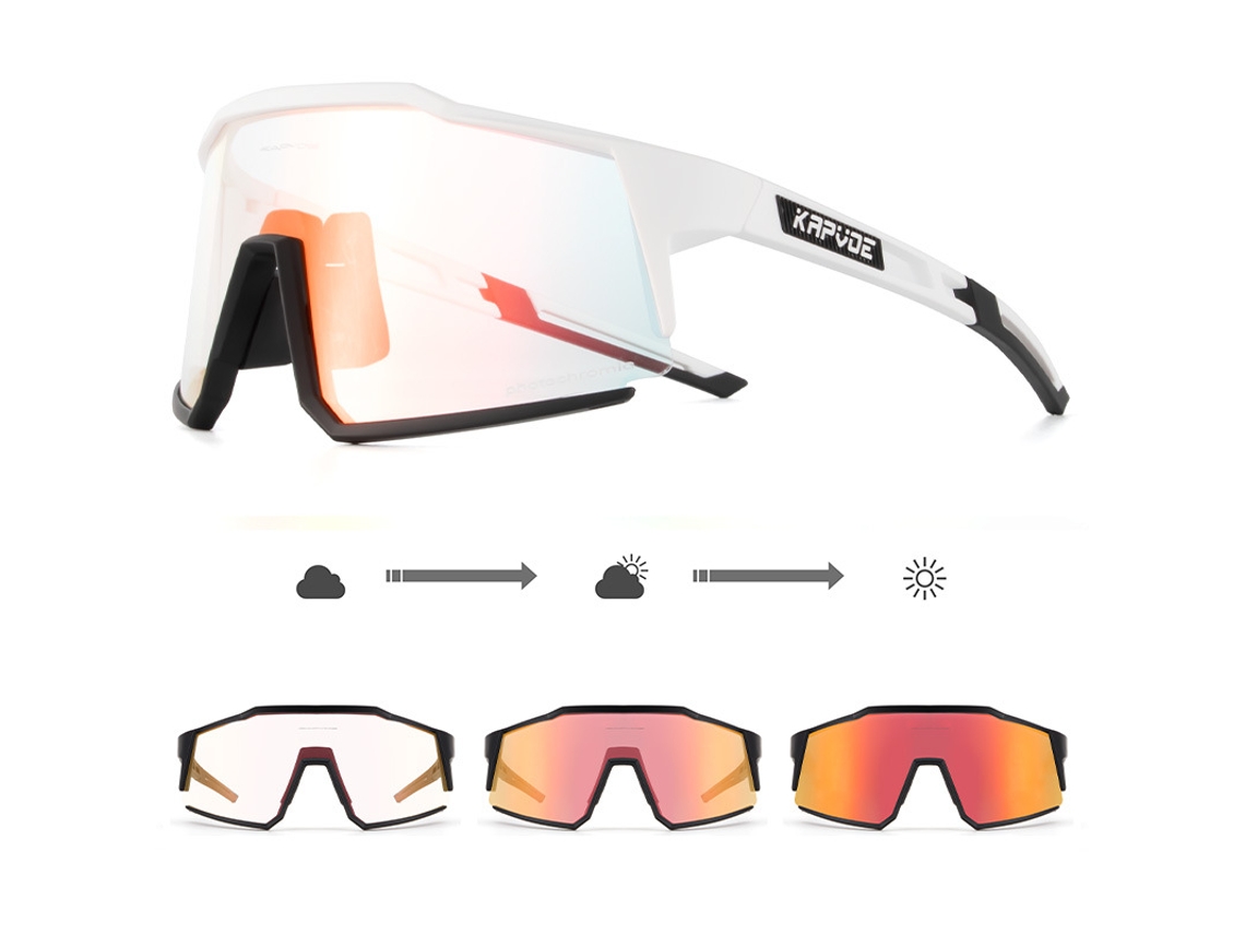 Óculos de Sol Fotocromáticos para Ciclismo, Óculos de Sol para Esportes Ao Ar Livre Que Mudam de Vermelho e Azul, Óculos Estilo Harley. MDUG