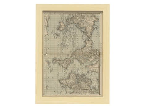NACNIC Pósters Geográficos En Estilo Vintage. Mapamundi Clásico. Ilustraciones De Antiguos Mapamundis En Tonos Sepia. Tamaño A3, Con Marco Negro.