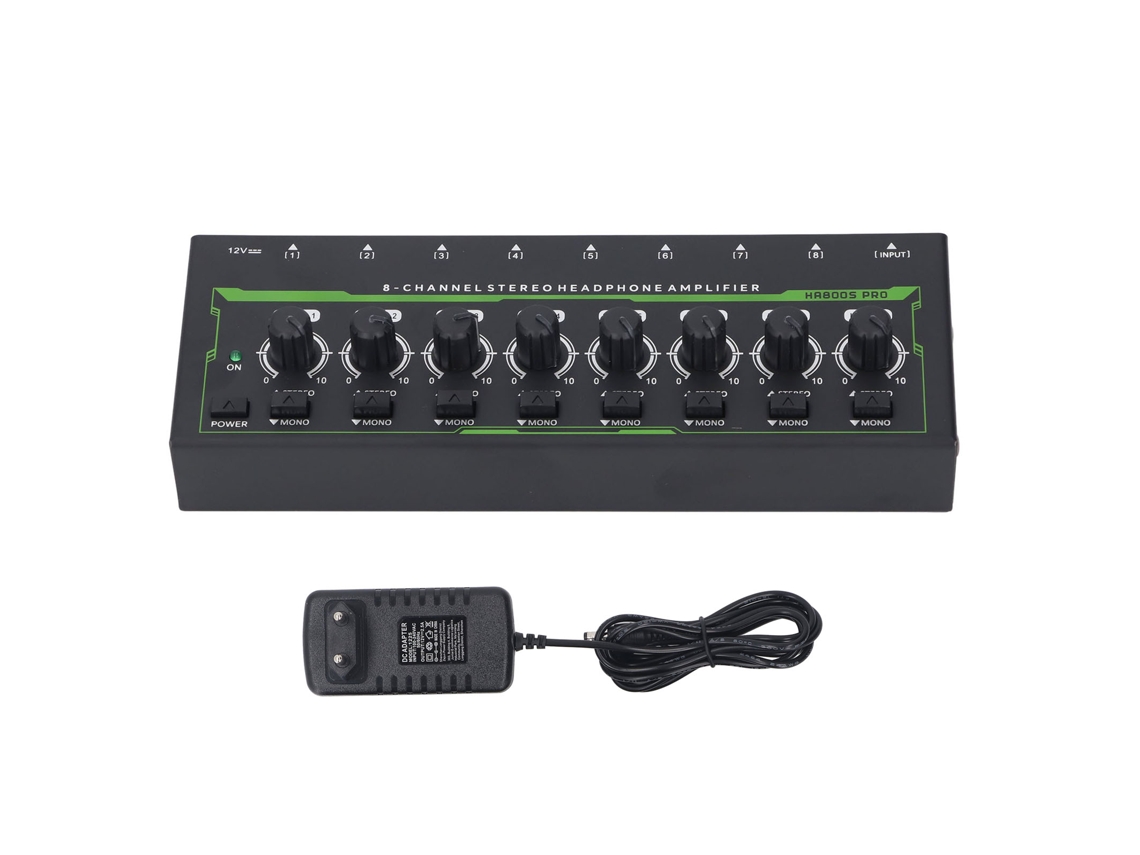 Amplificador De Fones De Ouvido 8 Canais Portátil Com Controle Independente E Luz Rgb Para Mixer Plugue Eu 100-240v