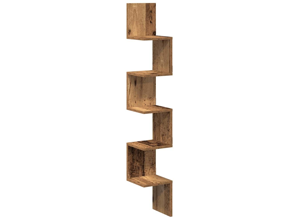 Estante de pared de esquina de madera reciclada, madera vieja, MAISON EXCLUSIVE (100x18x53 cm)
