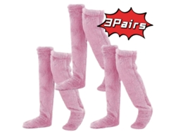 3 Pares De Calcetines Por Encima De La Rodilla, Calcetines Altos Cálidos De Invierno, Calentadores De Piernas Cálidos (rosa) Cuich