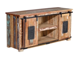 Mueble TV madera reciclada multicolor MULTICOLOR.GINER Y COLOMER 62x40x130