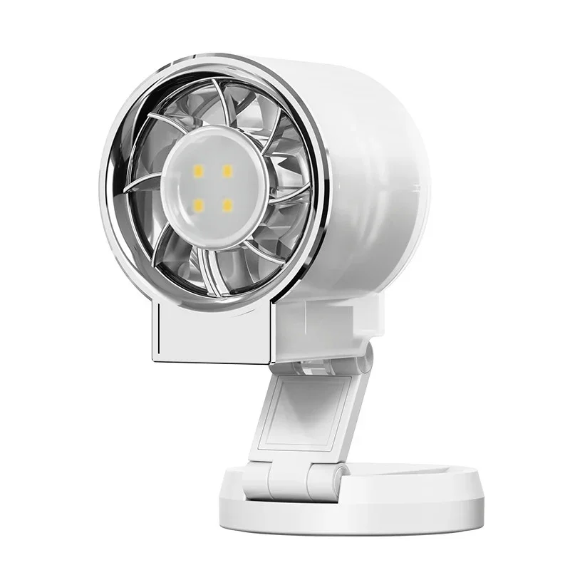 (blanco) Mini Ventilador Plegable 5 En 1, Enfriador Magnético Para Teléfono Con Luz Led De Relleno.