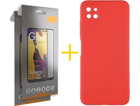 Carcasa + 2 Protectores de Pantalla para Oppo A73 5G SKYHE Rojo