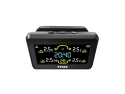 Pantalla LCD grande para espejo retrovisor interior de coche, sistema de monitoreo de presión de neumáticos TPMS, visualización del tiempo de carga solar con 4 sensores