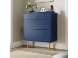 Cómoda con 3 cajones 89x75x40 cm Aparador/altillo para dormitorio y salón, azul marino, Mobrio