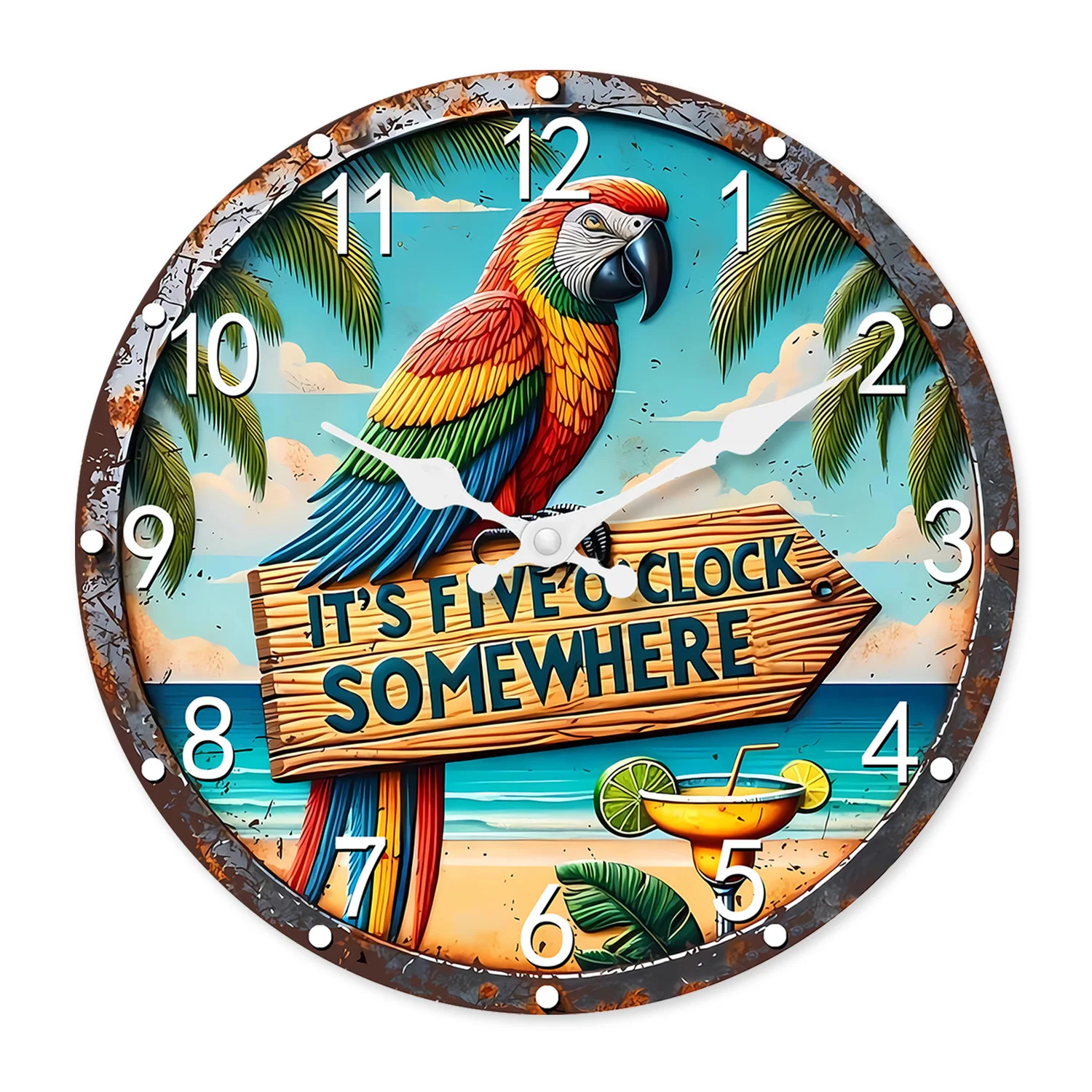 Reloj De Pared De Madera Estilo Vintage Americano (16 Pulgadas), Reloj De Cuarzo Silencioso.