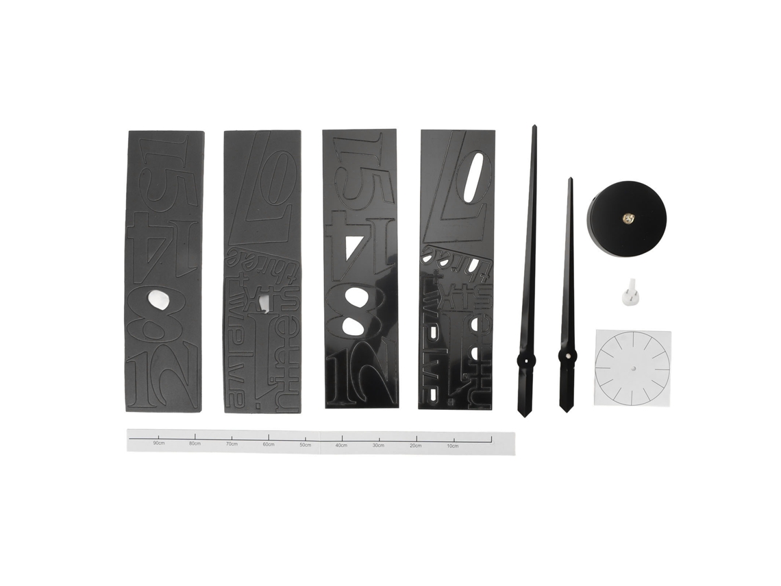 Reloj de pared moderno 3D grande con forma de bao, para armar uno mismo, con adhesivo de metal negro y goma EVA para la decoración del hogar y la oficina.