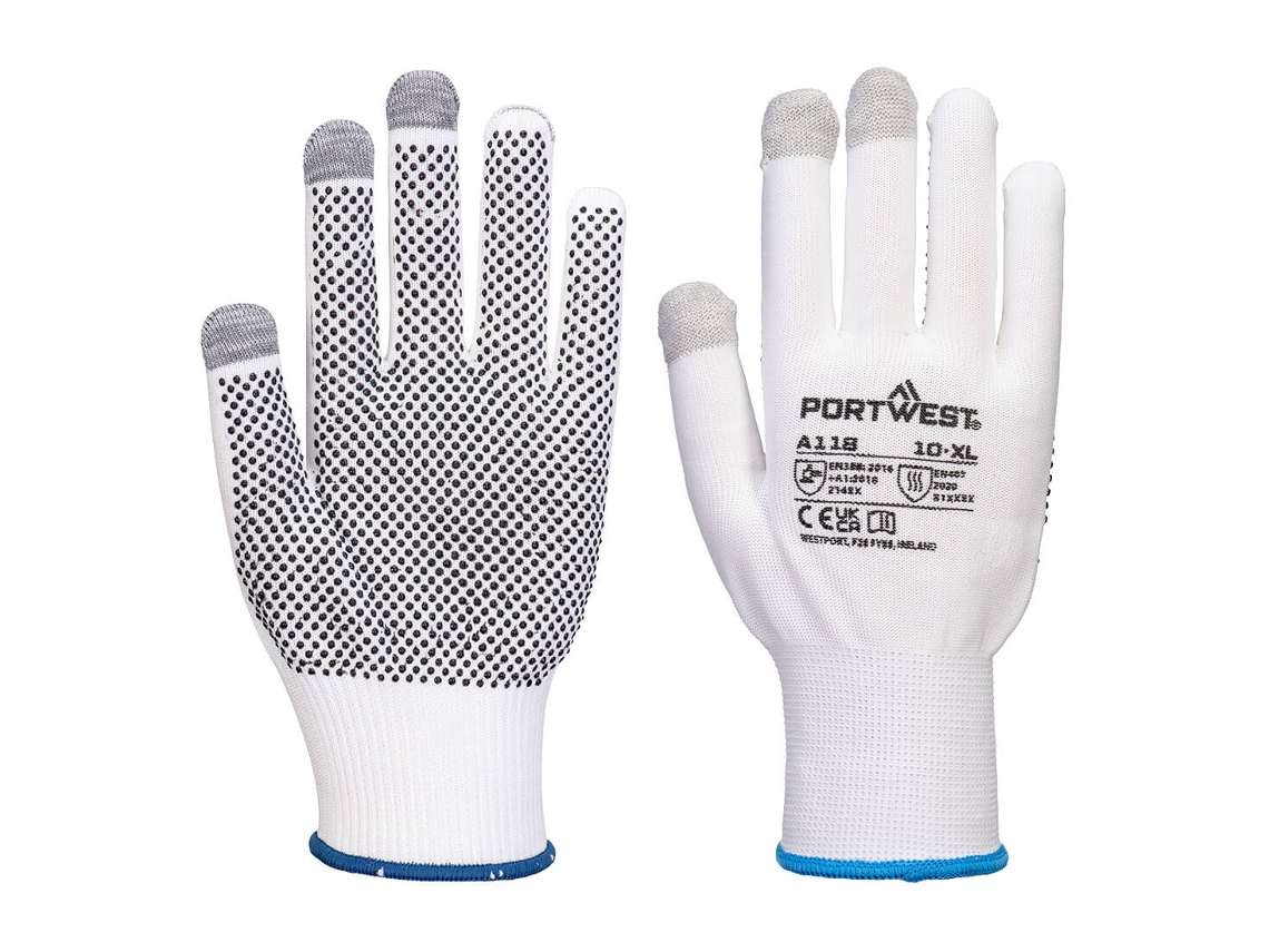 Guantes Grip 13 Pvc Dotted Touchscreen - Pack De 12 Pares Blanco Gris / Xs