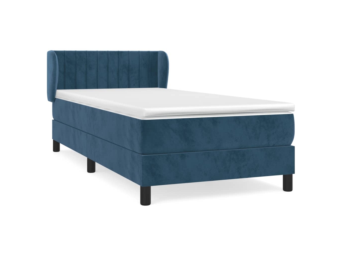 Maison Exclusive - Cama Box Spring Con Colchón Terciopelo Azul Oscuro 80x200 Cm