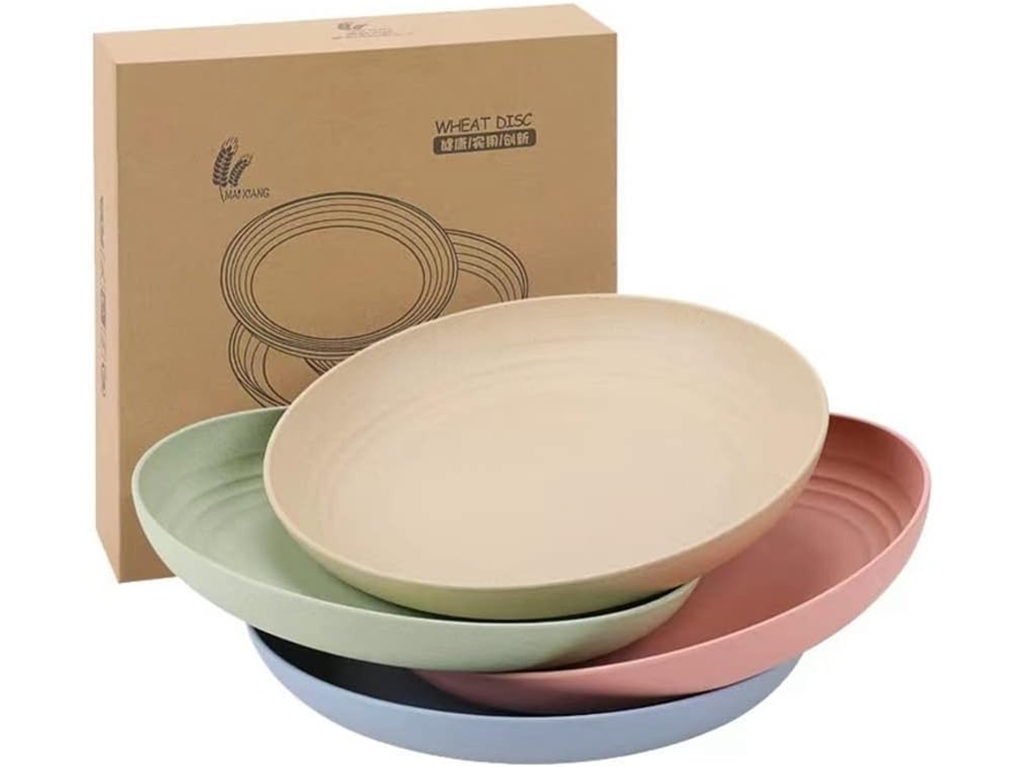 Juego de 4 platos irrompibles, aptos para microondas y lavavajillas. MEOIRUERY