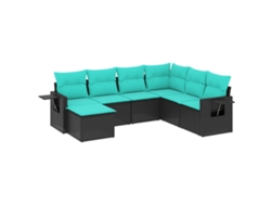 Maison Exclusive - Conjunto De Sofá De Jardín De 7 Piezas Con Cojines, De Poliratán Negro